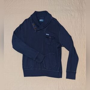 Vintage Polo By Ralph Lauren Clasp Shawl Neck Pullover Long Sleeve Sweatshirt